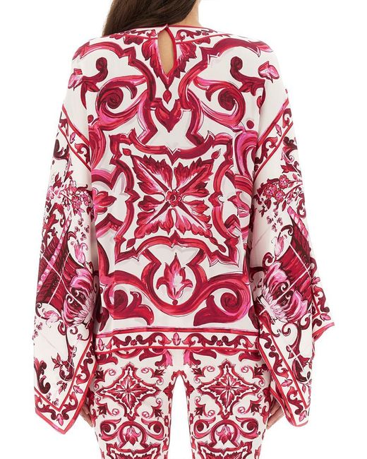 Dolce & Gabbana Red Majolica Print Blouse