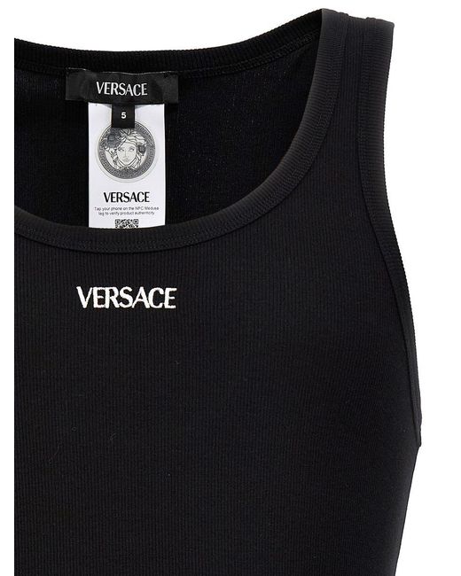 Versace Black Logo Embroidery Tank Top for men