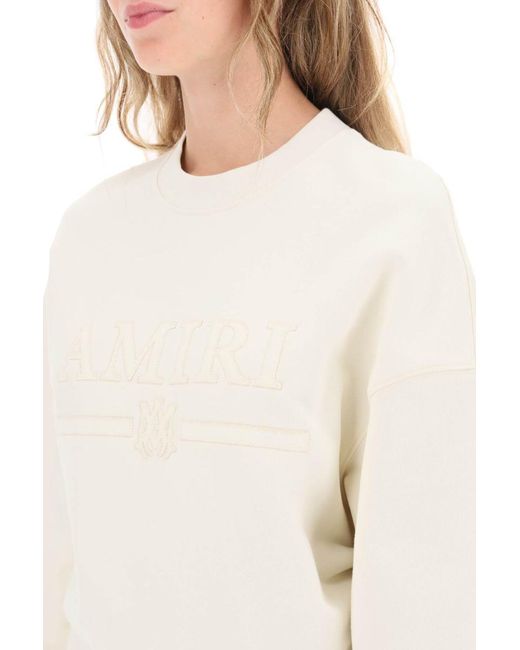 Amiri White Crew Neck Sweatshirt With Logo Patch