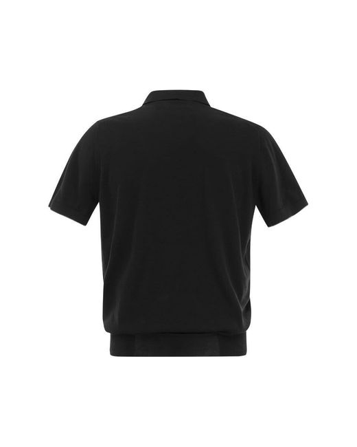 Brunello Cucinelli Black Cotton Polo Style Sweater for men