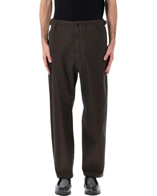 Lemaire Black Heavy Cotton Twill Carrot Pants for men