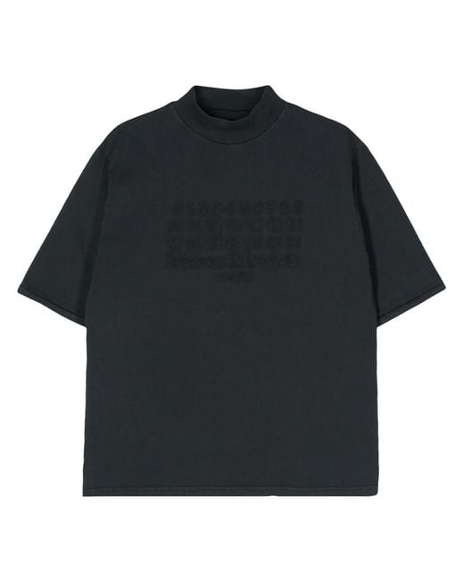 Maison Margiela Black Cotton T-Shirt With Numbers Embroidery for men