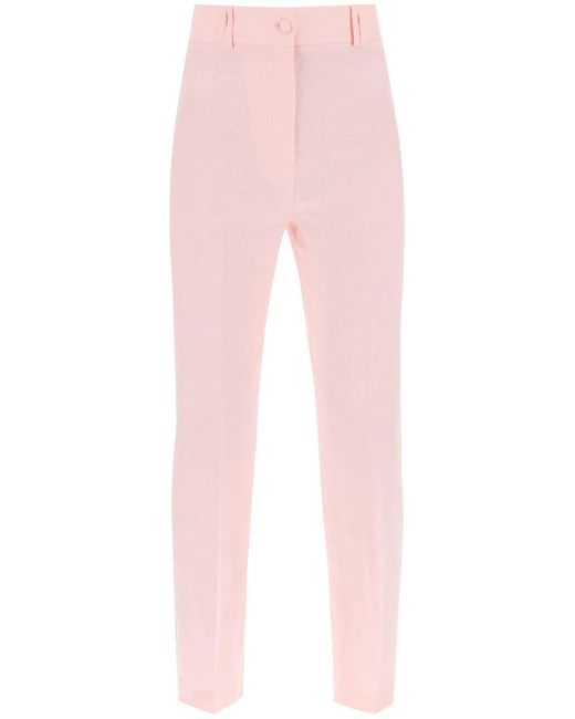 HEBE STUDIO Pink 'loulou' Linen Trousers