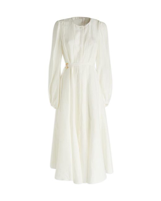 Chloé White Pleated Midi Dress