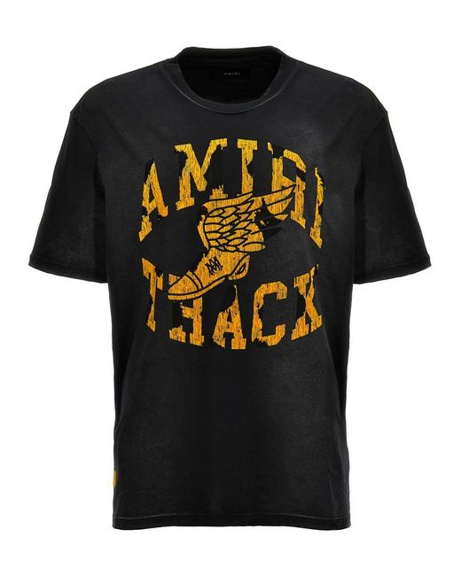 Amiri Black Track Branded-print Cotton-jersey T-shirt for men