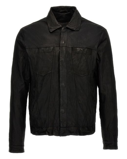 Giorgio Brato Black 'trucker' Leather Jacket for men
