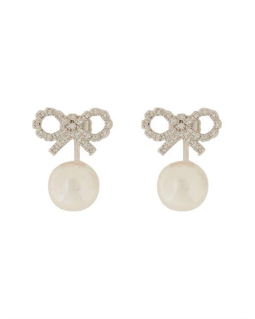 Self-Portrait White Earrings With Bow