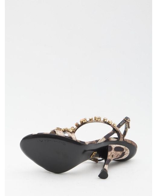 Dolce & Gabbana White Animal Print Sandals