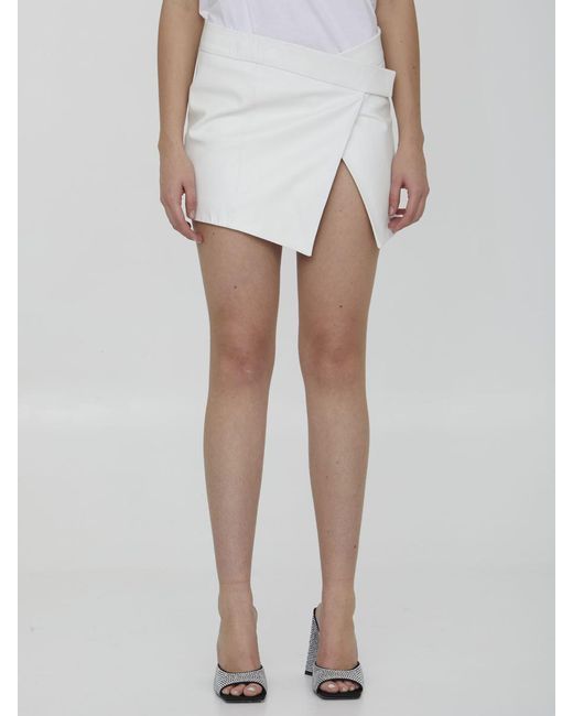 The Attico White Cloe Leather Miniskirt