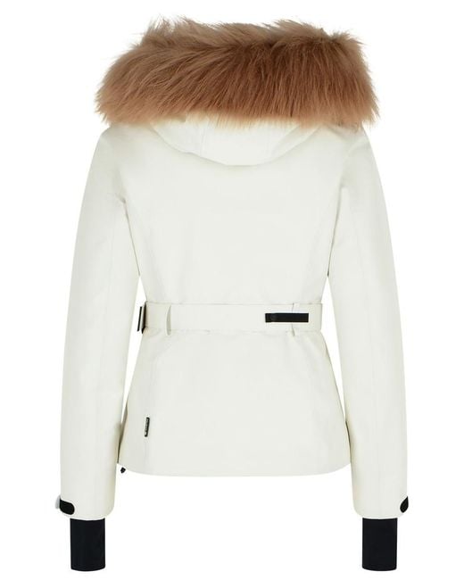 Moncler White Laplance Gore-Tex Ski Down Jacket With Shearling Hem