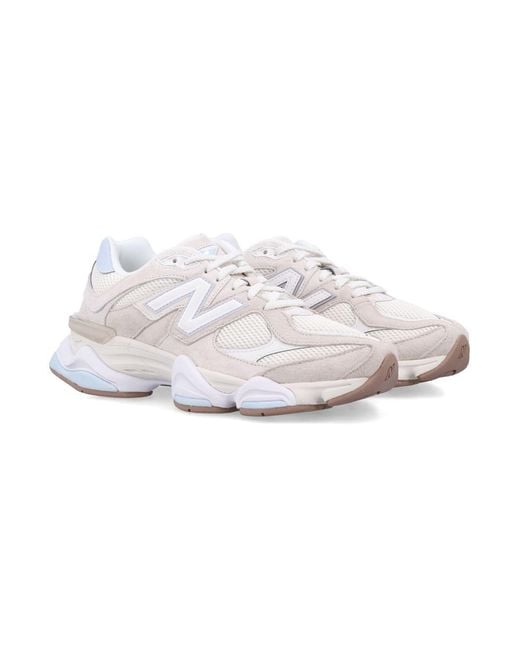 New Balance White 9060 Suede Mesh Sneakers