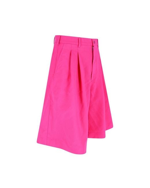 Comme des Garçons Pink High-Waisted Bermuda Shorts With Pleats And Pockets for men