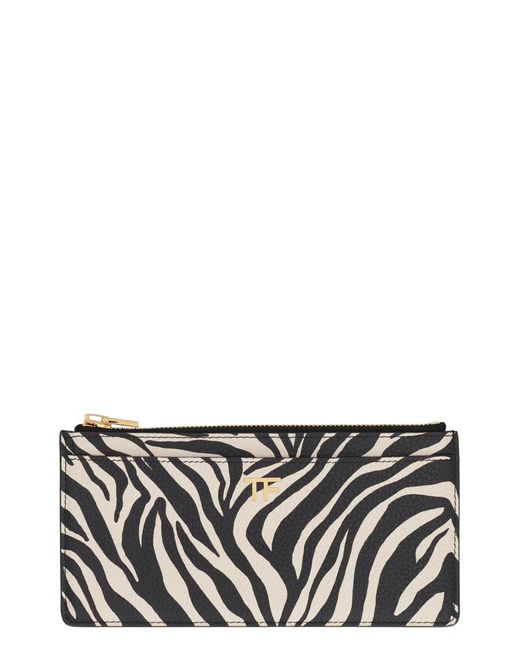 Tom Ford White Printed Leather Card Holder
