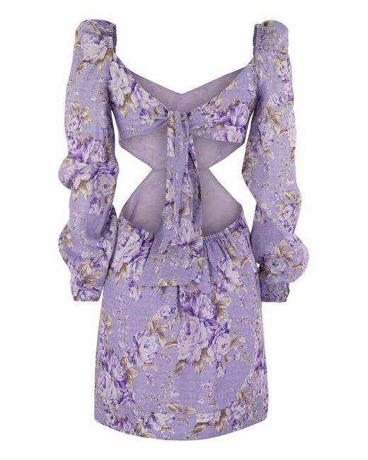 Mc2 Saint Barth Purple Jara - Mini Dress With Flowers