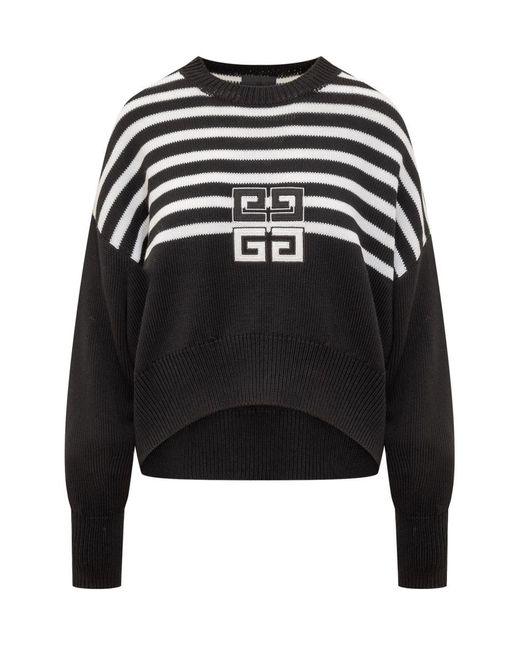 Givenchy Black Pullover With Striped Pattern And 4g Logo