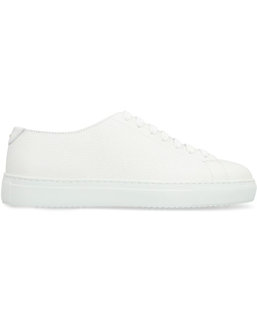 Doucal's White Leather Low-Top Sneakers for men