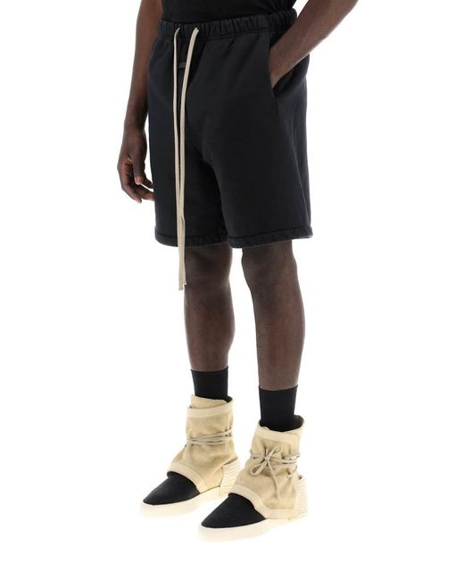 Fear Of God Black Cotton Terry Sports Bermuda Shorts for men