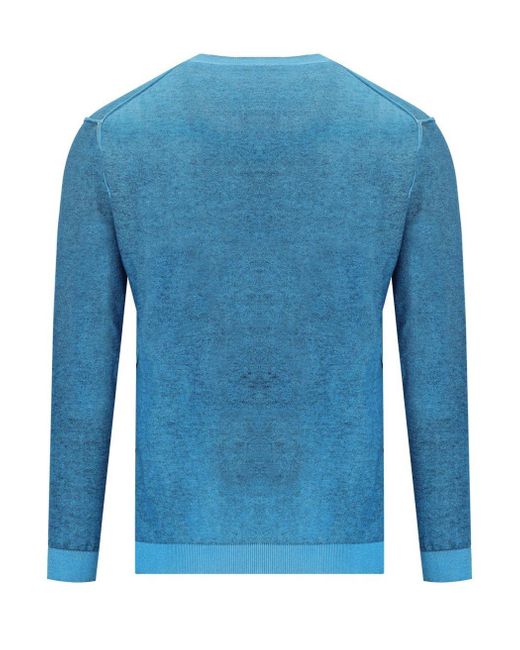 Bob Bart Blue Reversible Crewneck Pullover for men