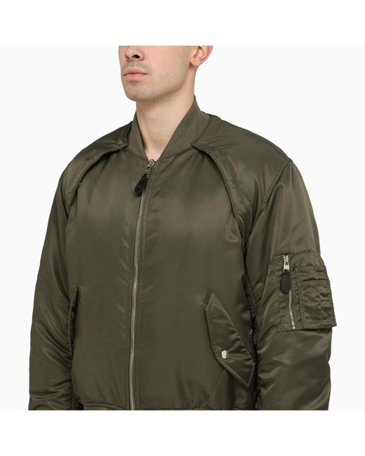 Alexander McQueen Green Alexander Mc Queen Convertible Khaki Nylon Bomber Jacket for men