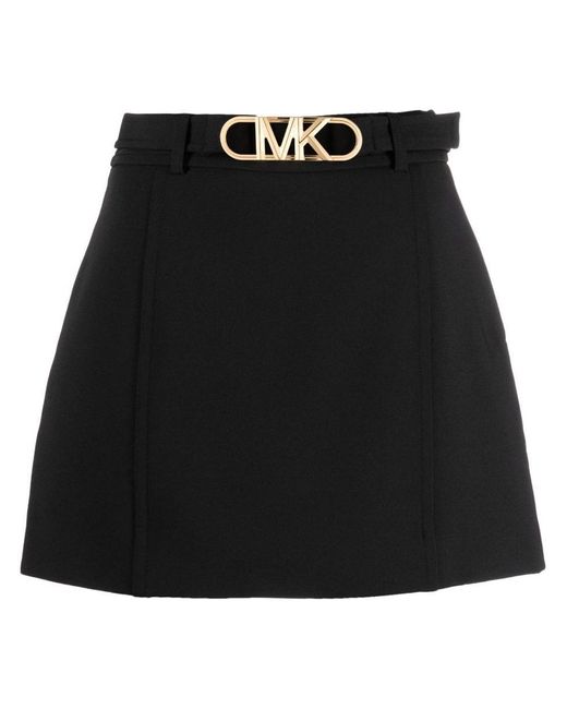 Michael Kors Black Logo-plaque A-line Miniskirt