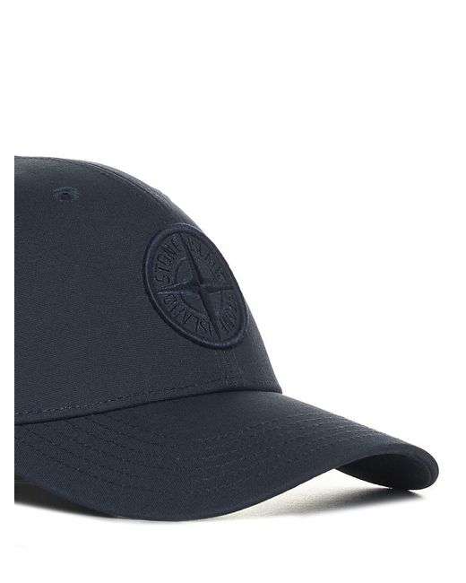 Stone Island Blue Logo Cotton Baseball Cap for men