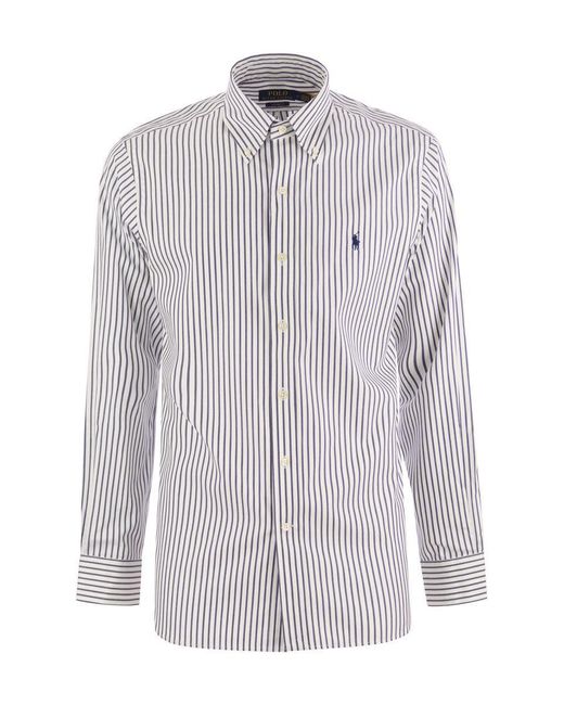 Polo Ralph Lauren White Custom-fit Striped Cotton Shirt for men