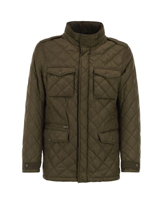 Herno Green Field Jacket With Diamond Quilting for men