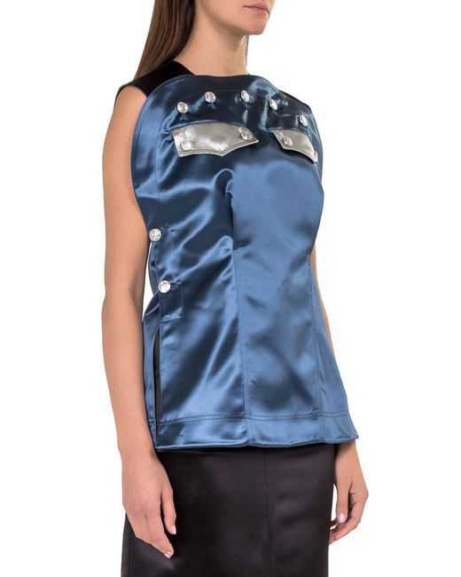 Calvin Klein Blue 205W39Nyc Satin Top With Buttons