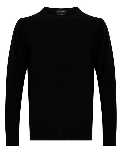 Daniele Fiesoli Black Merino Wool And Cashmere Crewneck Sweater for men