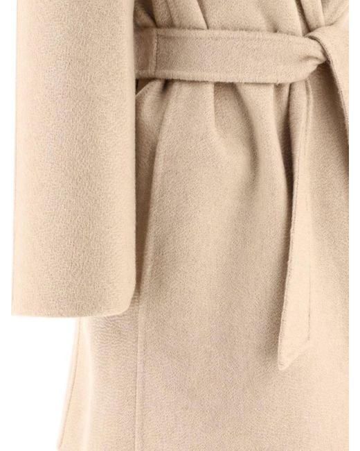 Max Mara Natural Short Cashmere Wrap Coat