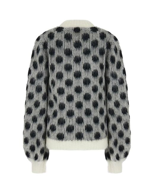 Marni Black Brushed Mohair Sweater With Polka Dots