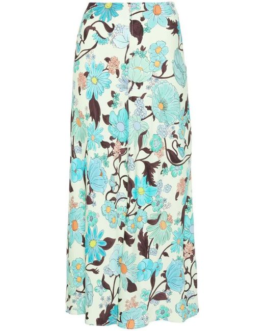 Stella McCartney Blue Floral-print Skirt