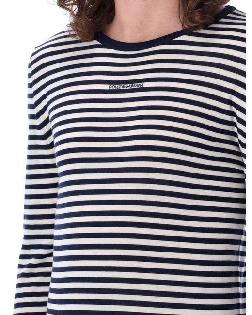 Dolce & Gabbana Blue Striped Sweater for men
