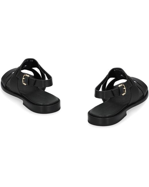 Doucal's Tropic Leather Sandals in Black | Lyst