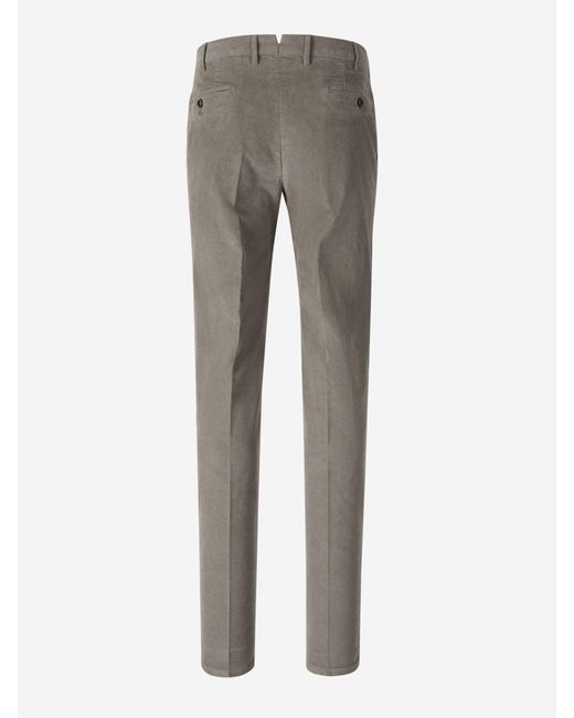 PT01 Gray Cotton Micro Corduroy Trousers for men