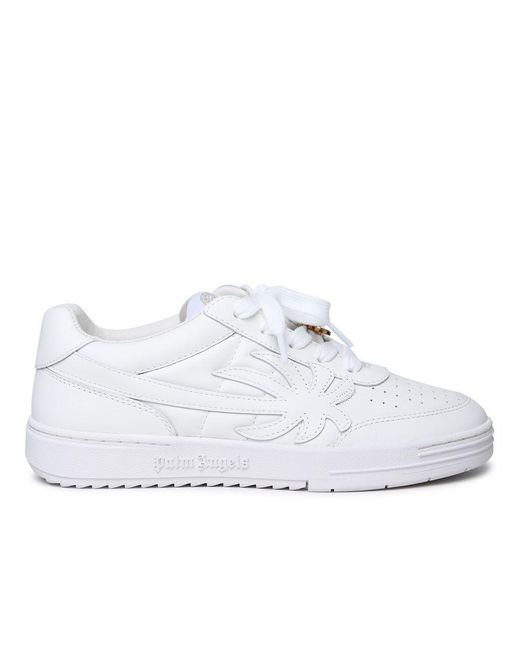 Palm Angels White 'Palm Beach University' Leather Sneakers for men