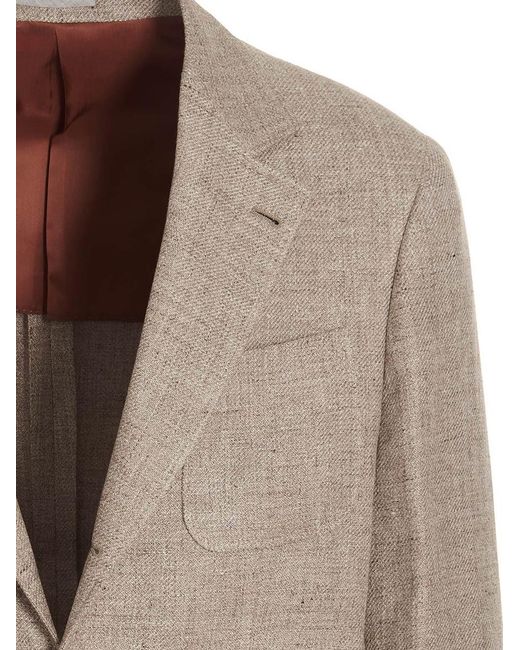 Brunello Cucinelli Brown Single Breast Blazer Jacket for men