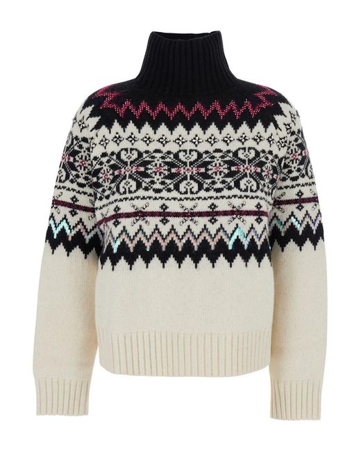 Semicouture Multicolor Turtleneck Sweater With All-Over Inlays