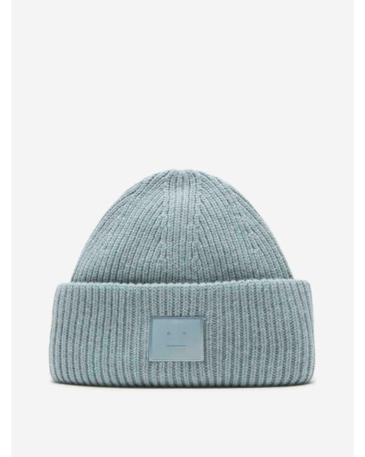 Acne Blue Wool Knit Hat for men