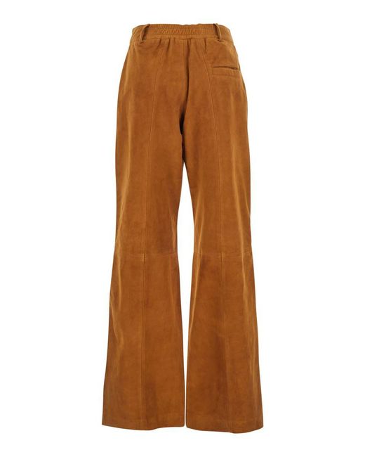 Tela Brown Pants With Belt Loops And Semi-Elastic Waist