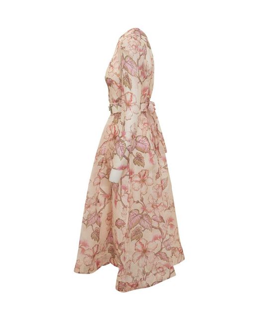 Zimmermann Pink Floral Midi Dress