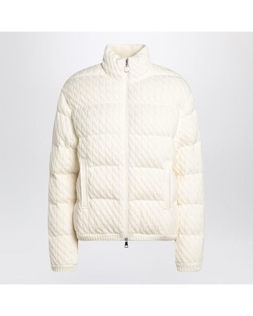 Moncler White Puffer Jacket With Braids