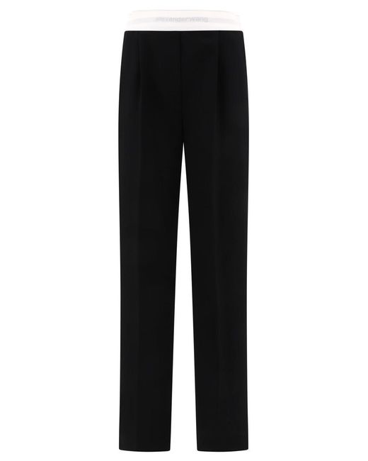Alexander Wang Black Tailored Trousers With Logo At The Waist