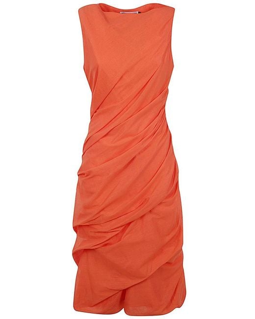 Issey Miyake Orange Twining Midi Dress