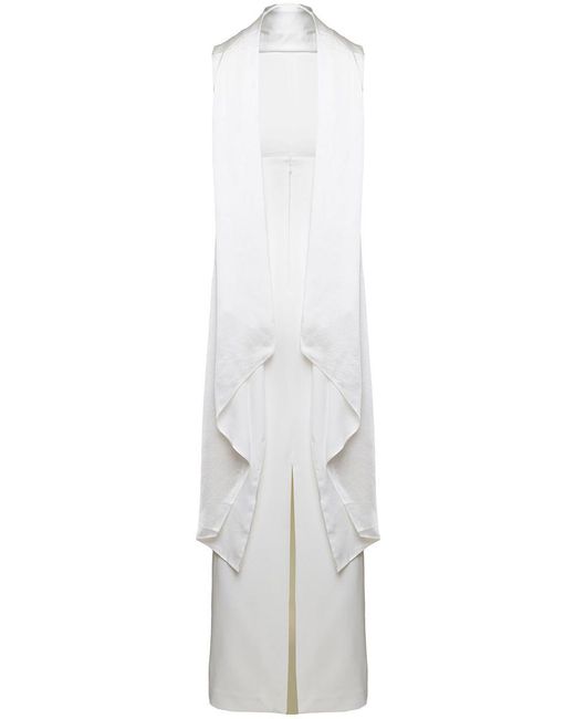 Solace London White 'Dahlia' Long Dress With Halterneck