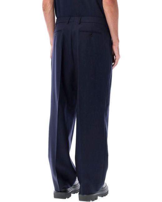 AMI Blue Straight Fit Trousers for men