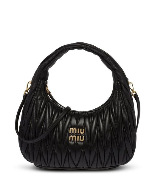 Miu Miu Black Wander Matelassé Shoulder Bag