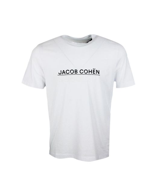 Jacob Cohen White Histores Short-Sleeved Crew-Neck T.Shirt for men