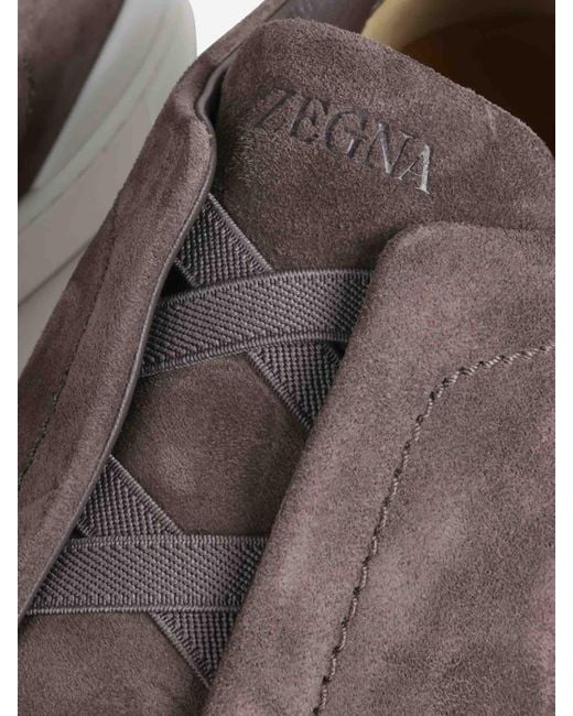 Zegna Brown Triple Stitch Shoes for men