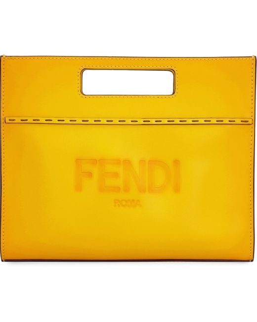 Fendi Yellow Mini Leather Tote for men